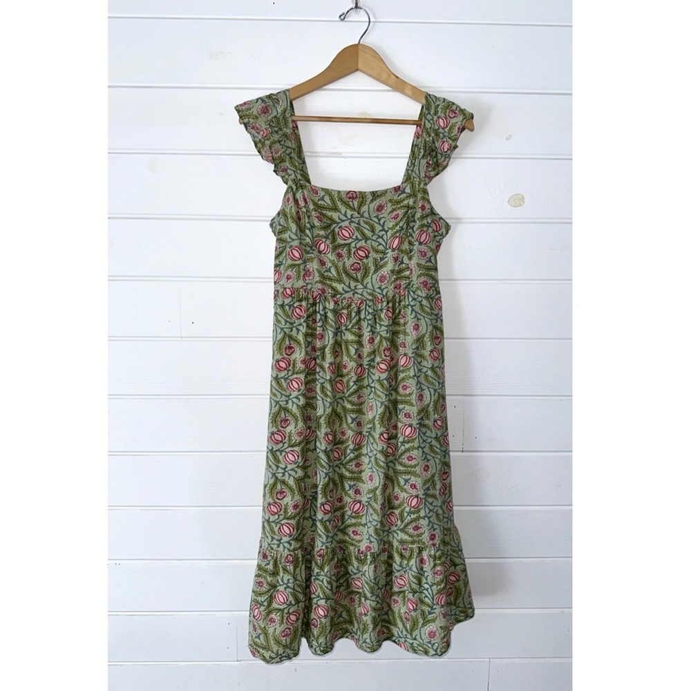 Anthropologie dRA Los Angeles Resa Moroccan Gauzy Cotton Ruffle Boho Midi Dress - Picture 2 of 12